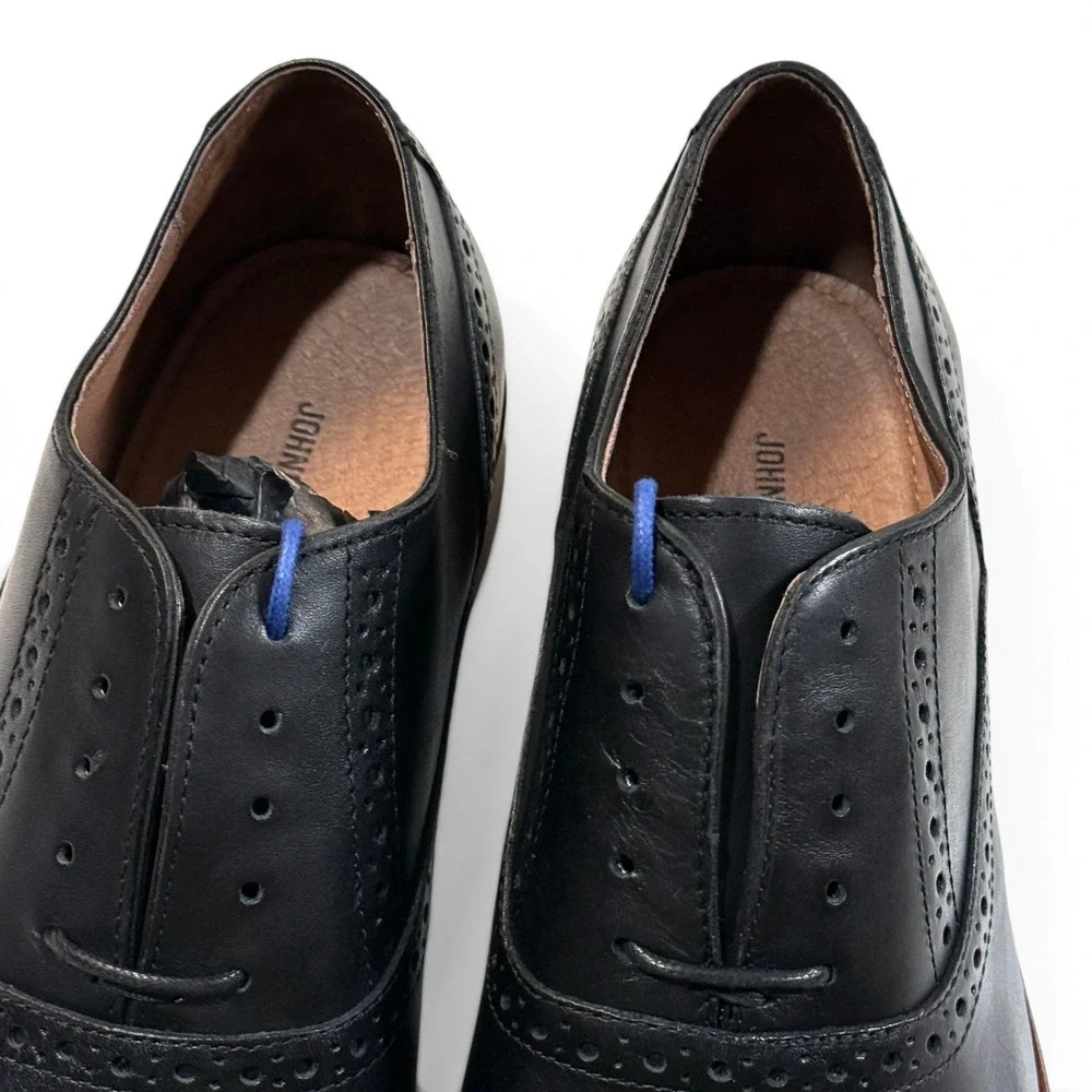 Johnston & Murphy Conard Captoe Black Calfskin Brogue Oxfords Mens 9 M New